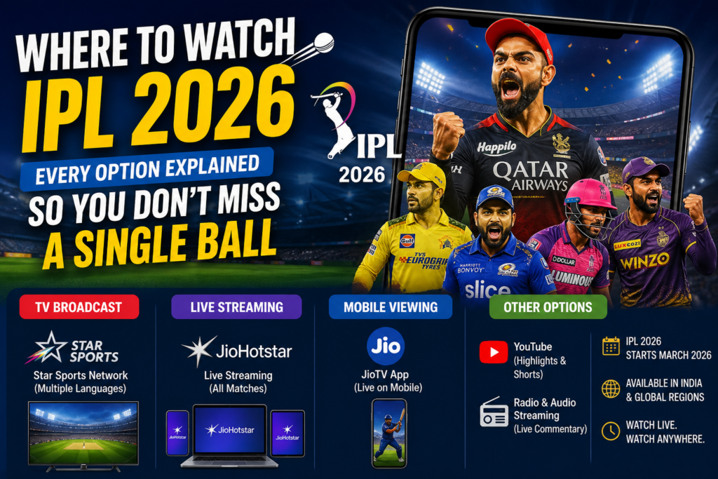 Where to Watch IPL 2026 — Every Option Explained So You Don’t Miss a Single Ball